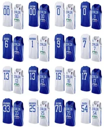 Custom Italy Tryckt Eurobasket Basketballtröjor 2022 Blue Home White Away 25 Tommaso Baldasso 33 Achille Polonara 54 Alessandro1499407