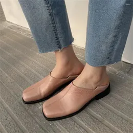 Dress Shoes Sewing Decoration Square Toe Women Flat With Heels Concise Style Solid Design Chaussures Mariage Pour Femmes