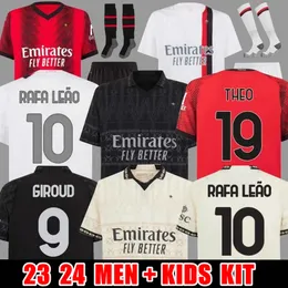 23 24 AC MILANS Camisas de futebol 2023 Camisa de futebol THEO TONALI 4ª Camisa ROMAGNOLI RAFA LEAO IBRAHIMOVIC GIROUD SAELEMAEKERS REIJNDERS Uniforme de futebol