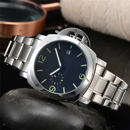 14% 할인 Watch Watch Watch Mens 3 바늘 작은 바늘 산책 초 쿼츠 탑 고급 시계 스틸 벨트 남성 패러너