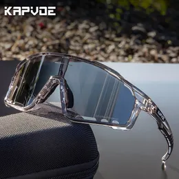 Kapvoe pochromic sunglasses mens 여성 스포츠 사이클링 안경 도로 도로 달리기 고글 MTB 자전거 자전거 mtb 운전을위한 240228