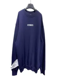 Vetements moda sweatshirt Vetements Street kıyafetleri erkek kadınlar hoodies sonbahar kış gevşek moda nakış büyük etiket siyah mavi c04013188549