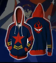 Men039s moletons com capuz tengen toppa gurren lagann cosplay anime moletom com capuz 3d outono inverno jaqueta com zíper 7999963