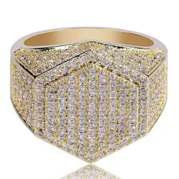 Med sidorstenar män ring is ut 3a rhinestones ringer överdådiga juveler guld silver mode smycken hela hiphop249s
