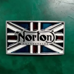 1 Pcs Bandeira do Reino Unido Norton Motocicleta Cowboy Fivela de cinto para homens Western Belt Head Fit 4cm Wide Jeans Belts243o