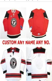 リアルメンリアルフル刺繍QMJHL Quebec Remparts Red White Vintage Hockey JerseyまたはCustom Any Any Number Hocke6883220