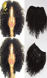 Cabelo virgem mongol afro-americano afro kinky encaracolado grampo de cabelo em extensões de cabelo humano clipes pretos naturais ins1897770