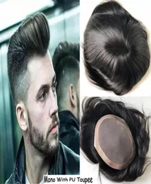 DHL FedEx TNT Express Stocked Mens Toupee Super Thin Base Mono Lace and Pu Arround Real Human Hair Toupee Top Quality8442060