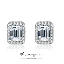Stud Earrings Vinregem Classic 925 Sterling Silver Emerald Cut Moissanite Pass Test Diamond Wedding For Women Gift Drop