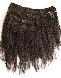 7st Clip in Hair Extensions 1mm Mongolian Kinky Curly Clip Ins For Black Women 120G Inget utsläpp Geasy5619634