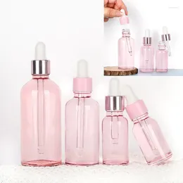 Bottles 20X Glass Dropper Pink Bottle Liquid Mix Cap Serum/essential Basic Pipette Refillable Jars