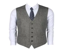 2019 Wool Groom Vests Fashion Grey Wedding Waistcoat Five Button Slim Fit Mens Vests For Prom Custom Made2499163