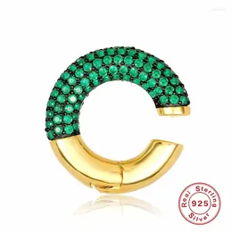 Orecchini posteriori LENNIK Argento sterling 925 1PC Polsini per orecchie con pavé di zirconi completi Nessun piercing a forma di C Grosso clip spesso Gioiello di cristallo colorato