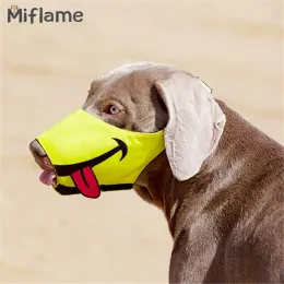 Muzzles Miflame Outdoor Pet Muzzle Dog Mouth Cover With Teeth Adjustable Big Dogs Muzzle Greyhound Accessories Anti Barking Dog Barrier