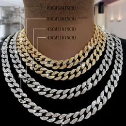 Full Iced Out Mens Bling Hiphop Cadena Jewelry Rhinestones Diamond Cuban Link Chain