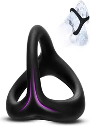 Sex toy massager Silicone Penis Ring 3 in 1 Super Soft Elastic Triangular for Erection Enhancement Pleasure Toys2001810