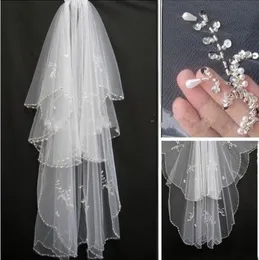 Bling Wedding Veils with Crystal for Bride two layers High Quality Soft Tulle Bridal Veil with Crystals Short Layered Bridal Vail 9146671