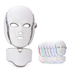 Lichttherapie-Gesichtsschönheits-Schlankheitsmaschine 7 LED-Gesichtshalsmaske mit Mikrostrom für Hautaufhellungsgerät DHL-Versand8919529