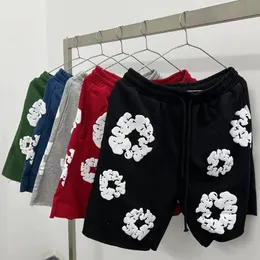 Мужские шорты Дизайнерские шорты Джинсовые шорты с цветочным принтом Хлопок Летние пляжные брюки Мужчины Женщины Шорты Брюки Модные уличные брюки Модные брюки в стиле хип-хоп