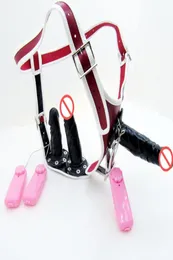 Kvinnlig vitare 3in 1 elektrisk rem på Dildopenisanal Plug Wearable ThreeDeed Harness Vibrator Butt Plug Sex Spel Toy for W5674333