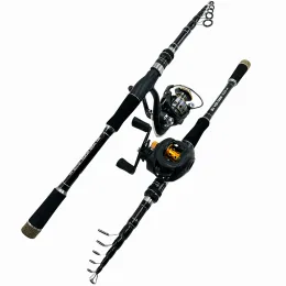 Ręczyny Ghotda Casting Spinning Combo Bass Bass Fishing Ribsinging Ribass i Baitcasting Fish Reel Ultralight Travel Zestaw PESCA 1,8 m 2,1 m 2,4 m 2,7 m 3M 3M