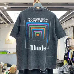 Varumärkesdesigner t shirt män kvinnor vintage tungt tyg rude box perspektiv tee något lösa multicolor fin tvättad t-shirt 351