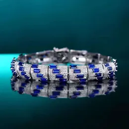 Sgrit Fine Jewelry Sri Lanka Bracciale in pietra naturale blu vivido da 9,7 ct per le donne Regalo Braccialetti in oro bianco 18 carati Gioielli per feste