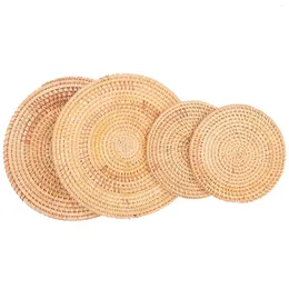 Table Mats 4 Pack Handwoven Rattan Coasters Woven Trivet For Dishes Plates Cup Pot Holder Heat Resistant