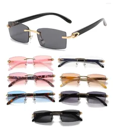 Outdoor Eyewear Trendy Punk Rimless Rectangle Sunglasses Men Women Fashion Shades UV400 Driving Sun Glasses Frameless Gradient