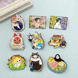 Broches personalidade moda anime japonês pequeno monstro broche de pintura de metal dos desenhos animados bonito ramen crânio crachá pino jóias presente das crianças