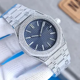 Relógio totalmente diamante masculino relógio mecânico automático 41 mm de aço inoxidável safira feminino relógio empresarial Montre de Luxe relógio esportivo com incrustação de diamante