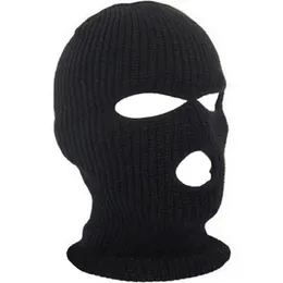 Máscara de cobertura facial completa três 3 buracos balaclava malha chapéu inverno estiramento máscara de neve gorro chapéu novo preto quente rosto máscaras233y