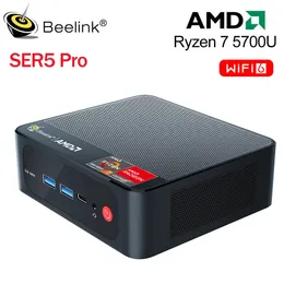 Beelink Ser5 Pro Ryzen 7 5700U Mini PC Wi -Fi 6 BT 5.2 Podwójny wentylator Triple Display DDR4 3200 MHz Dual Channel NVME SSD