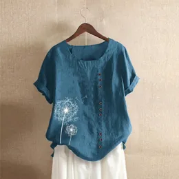 여성용 블라우스 셔츠 ONEck Chiffon-Blouses Tops Shirts Workwear 인쇄 통기성 민들레 단락 봄과 여름 Blusas