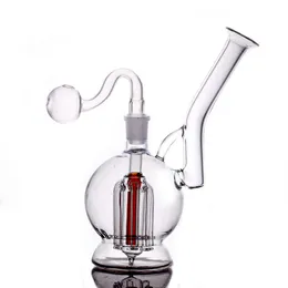 Wholesale 14mm Female Glass Oil Burner Bongs Hookahs Arm Tree Matrix Perc Percolator Smoke Water Pipe Dab Rigs with Tobacco Spoon and Male Glass Oil Burner Pipes