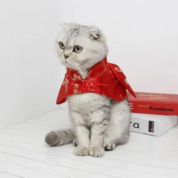 Dog Apparel Coat Cat Winter Cloak Cats And Dogs Year Joyous Red Chineses Style Clothes Travel