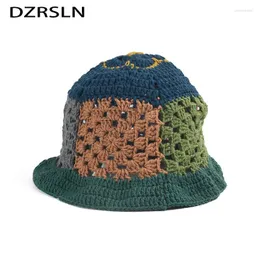 Berets Autumn And Winter For Women Small Hollow-out Color Hand Hook Hat Female Vintage Basin Dopamine Fisherman Bucket Hats