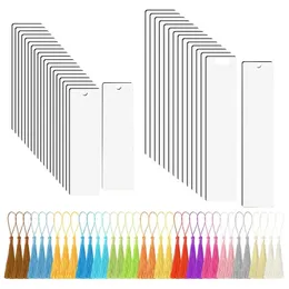 35 pçs sublimação marcador em branco transferência de calor mdf marcadores diy com furo e borlas coloridas para artesanato 240227