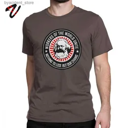 Męskie koszulki Karl Marks Pracownicy Unite Men T-shirty śmieszne koszulki Top Komunizm Marksizm socjalizm T Shirt Oryginalny L240304