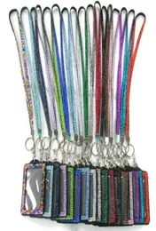 Bling Rhinestone Crystal Neck Lanyard Strap Custom Lanyard مع حامل شارة بطاقة PU العمودي لـ iPhone X XS 8 7 6 Plus لـ SA3793250