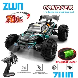 ElectricRc Araba Zwn 1 16 70kmh veya 50kmh 4WD RC LED uzaktan kumanda yüksek hızlı sürüklenme canavar kamyonu çocuklar için wltoys 144001 oyuncaklar d dhh5b