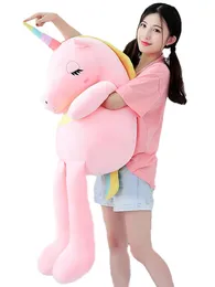 큰 부드러운 유니콘 동물 봉제 장난감 박제 소녀 선물 선물 어린이 소파 베개 쿠션 홈 장식 240223