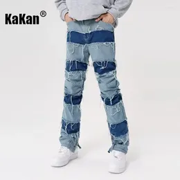 Men's Jeans Kakan - Hip Hop Destroyed Beggar From Europe And America Wear High Street Double Splice Casual Pants K27