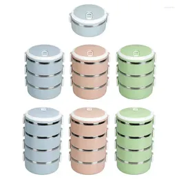 Servis cylinder lunch container bento box kort spänne design ergonomisk välvt handtag silikontätning ventilation för utomhus