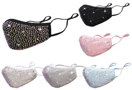 Fashion Dustät ansiktsmask BLING BLING DIAMOND Protective Mask PM25 MUN MASKS Tvättbara återanvändbara kvinnor Färgglada Rhinestones FAC8138464