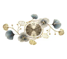 Metal wall digital clock 3D wall clocks home decore New Chinese Ginkgo biloba clock modern design Living room decoration7560618