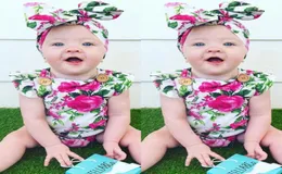 Backless Baby Girls Bodysuits Fryzjer Noworodka Zestaw Set Infant Tosit Rose Floral Clothing Shirt Fałbel stroje 70100 21048764525