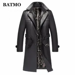 Ankunft Herbst Winter Echtleder verdickter Trenchcoat HerrenLederjacke HerrenLanger Mantel Plus-Größe S-5XL 240301