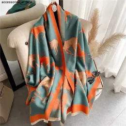 Inverno cavalo animal cachecol cashmere feminino design impressão grosso quente cobertor xale e envoltório bufanda luxo pashmina stoles