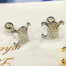 Enkel designer studörhängen kristall örhänge ny stil 18k guld titan stål varumärke brev studs hjärta örondropp män kvinnor örhänge bröllopsfest juvel